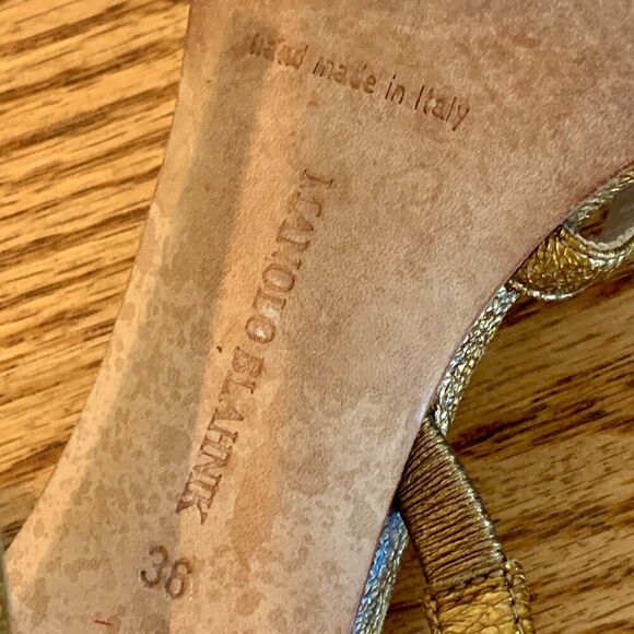 Manolo Blahnik Copper Gold 2000s y2k Strappy heels 36 Sandal Stiletto Carrie - Picture 13 of 16